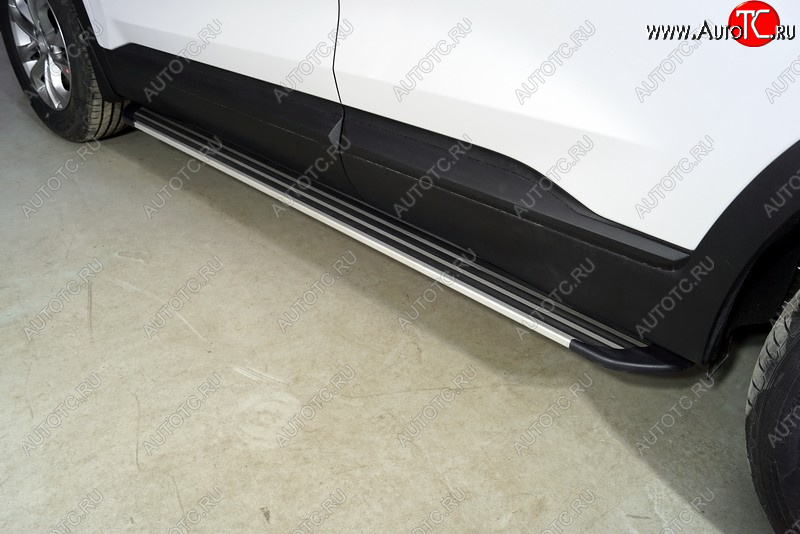 20 599 р. Пороги алюминиевые Slim Line ТСС Тюнинг  Hyundai Santa Fe  TM (2020-2022) рестайлинг (Silver)  с доставкой в г. Майкоп