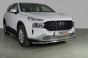 Защита переднего бампера нижняя d42,4 мм ТСС Тюнинг Hyundai Santa Fe  TM (2020-2022) рестайлинг (нержавейка)