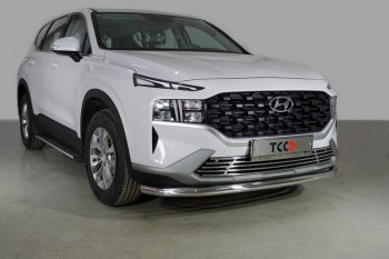 Защита переднего бампера нижняя d60,3 мм ТСС Тюнинг Hyundai Santa Fe  TM (2020-2022) рестайлинг (нержавейка)