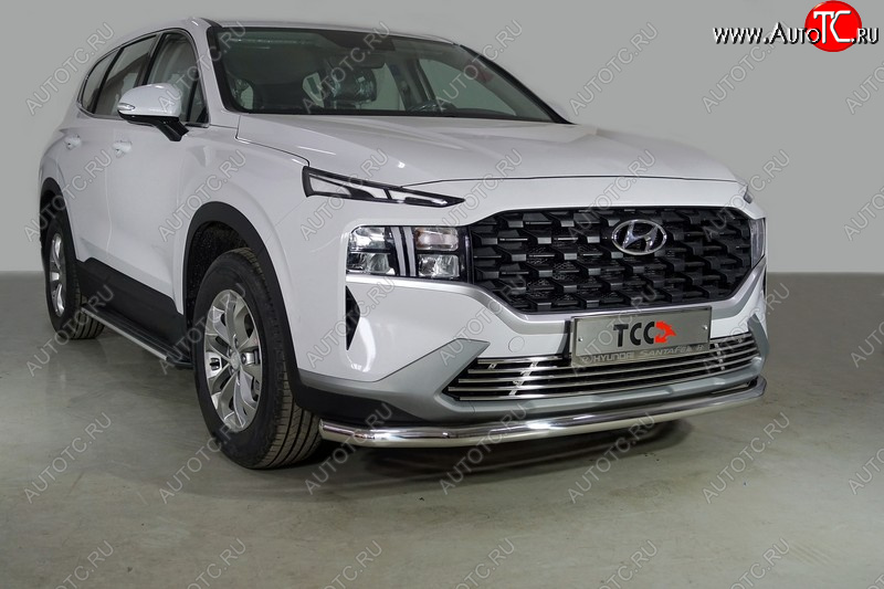 20 749 р. Защита переднего бампера нижняя d60,3 мм ТСС Тюнинг Hyundai Santa Fe TM рестайлинг (2020-2022) (нержавейка)  с доставкой в г. Майкоп