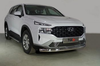 Защита переднего бампера нижняя овальная 75х42 мм ТСС Тюнинг Hyundai Santa Fe  TM (2020-2022) рестайлинг (нержавейка)