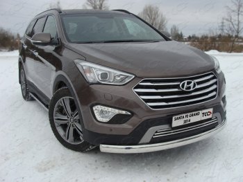 Защита переднего бампера нижняя овальная 75х42 мм ТСС Тюнинг Hyundai Grand Santa Fe  1 DM (2013-2016) дорестайлинг (нержавейка)