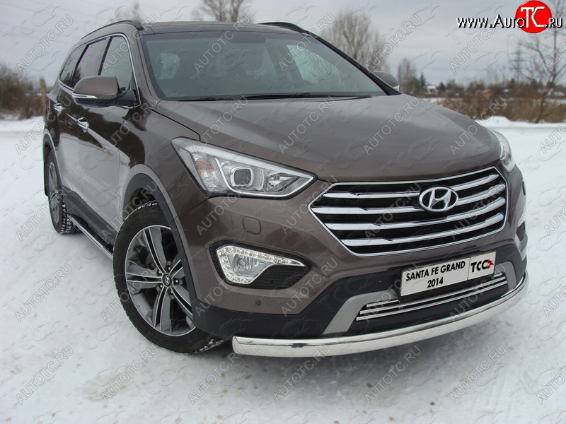 18 999 р. Защита переднего бампера нижняя овальная 75х42 мм ТСС Тюнинг  Hyundai Grand Santa Fe  1 DM (2013-2016) дорестайлинг (нержавейка)  с доставкой в г. Майкоп