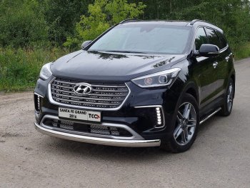 Защита переднего бампера нижняя овальная 75х42 мм ТСС Тюнинг Hyundai Grand Santa Fe  1 DM (2016-2018) рестайлинг (нержавейка)