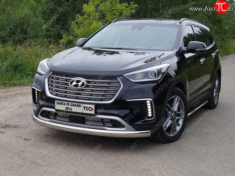18 999 р. Защита переднего бампера нижняя овальная 75х42 мм ТСС Тюнинг  Hyundai Grand Santa Fe  1 DM (2016-2018) рестайлинг (нержавейка)  с доставкой в г. Майкоп
