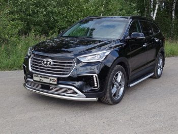 Защита переднего бампера нижняя d60,3 мм ТСС Тюнинг Hyundai Grand Santa Fe  1 DM (2016-2018) рестайлинг (нержавейка)