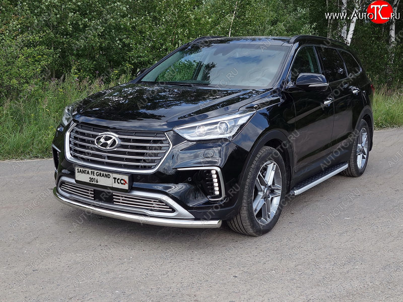 14 699 р. Защита переднего бампера нижняя d60,3 мм ТСС Тюнинг  Hyundai Grand Santa Fe  1 DM (2016-2018) рестайлинг (нержавейка)  с доставкой в г. Майкоп