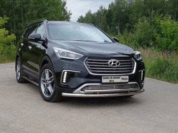 Защита переднего бампера нижняя двойная 60,3*42,4 мм ТСС Тюнинг Hyundai Grand Santa Fe  1 DM (2016-2018) рестайлинг (нержавейка)