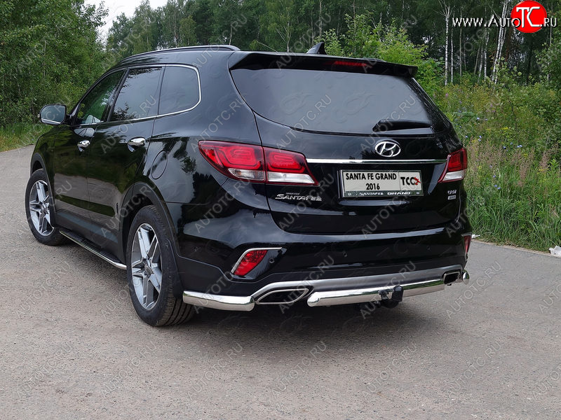 15 899 р. Защита задняя (центральная овальная 75х42 мм) ТСС Тюнинг  Hyundai Santa Fe  DM (2015-2019) рестайлинг  с доставкой в г. Майкоп