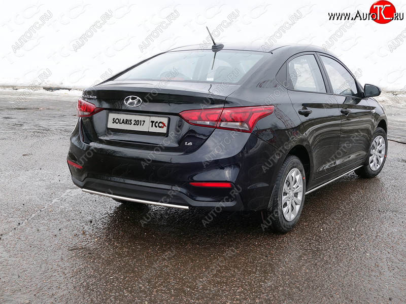 5 849 р. Защита задняя (центральная d25 мм), ТСС Тюнинг  Hyundai Solaris  HCR (2017-2020) седан дорестайлинг (центральная)  с доставкой в г. Майкоп