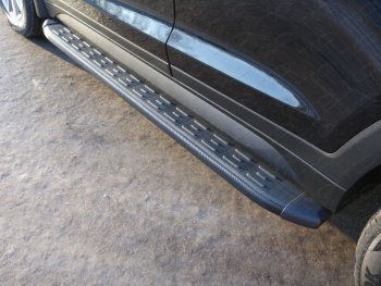 Пороги алюминиевые с пластиковой накладкой, ТСС Тюнинг Hyundai Tucson  TL (2015-2018) дорестайлинг (карбон черные)