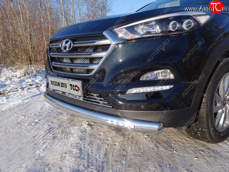40 999 р. Защита передняя нижняя овальная с ДХО 75х42 мм ТСС Тюнинг Hyundai Tucson TL дорестайлинг (2015-2018) (нержавейка)  с доставкой в г. Майкоп
