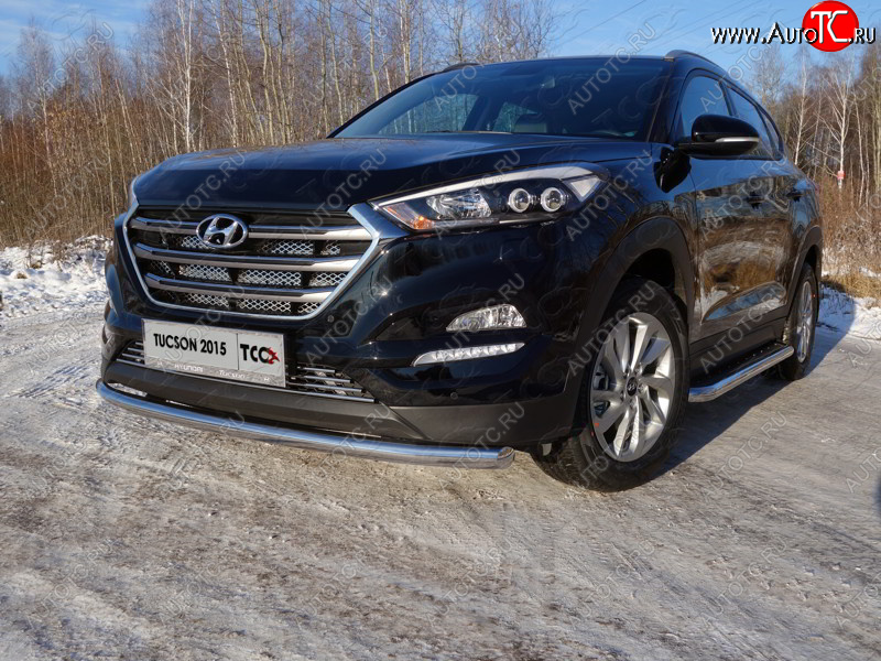 17 649 р. Защита переднего бампера нижняя d60,3 мм ТСС Тюнинг Hyundai Tucson TL дорестайлинг (2015-2018) (нержавейка)  с доставкой в г. Майкоп