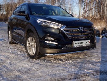 Защита переднего бампера нижняя d42,4 мм ТСС Тюнинг Hyundai Tucson  TL (2015-2018) дорестайлинг (нержавейка)