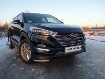 Защита переднего бампера уголки 42,4 мм ТСС тюнинг Hyundai Tucson  TL (2015-2018) дорестайлинг (нержавейка)