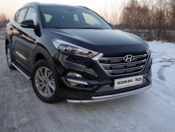 Защита переднего бампера нижняя двойная 42,4*42,4 мм ТСС Тюнинг Hyundai Tucson  TL (2015-2018) дорестайлинг (нержавейка)