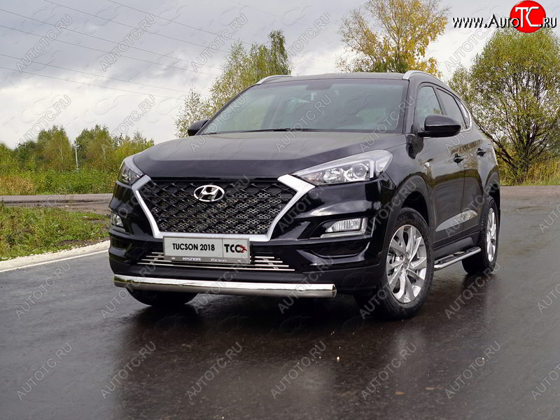 20 699 р. Защита переднего бампера овальная 75х42 мм ТСС Тюнинг  Hyundai Tucson  TL (2018-2021) рестайлинг (нержавейка)  с доставкой в г. Майкоп