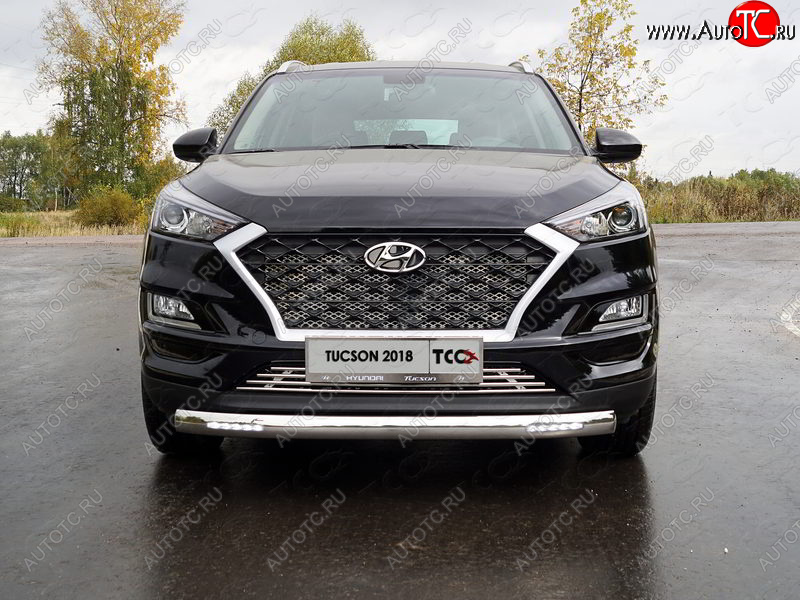 37 999 р. Защита передняя нижняя овальная с ДХО 75х42 мм ТСС Тюнинг  Hyundai Tucson  TL (2018-2021) рестайлинг (нержавейка)  с доставкой в г. Майкоп