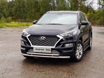 Защита переднего бампера нижняя двойная 60,3*42,4 ммТСС Тюнинг Hyundai Tucson TL рестайлинг (2018-2021) (нержавейка)