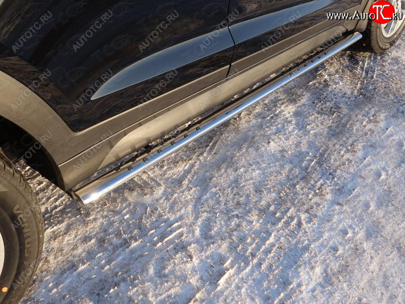 33 999 р. Пороги овальные с проступью 75х42 мм ТСС Тюнинг Hyundai Tucson TL рестайлинг (2018-2021) (серые)  с доставкой в г. Майкоп
