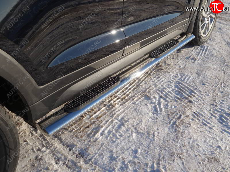 40 799 р. Пороги овальные с накладкой 120х60 мм ТСС Тюнинг  Hyundai Tucson  TL (2018-2021) рестайлинг (серые)  с доставкой в г. Майкоп