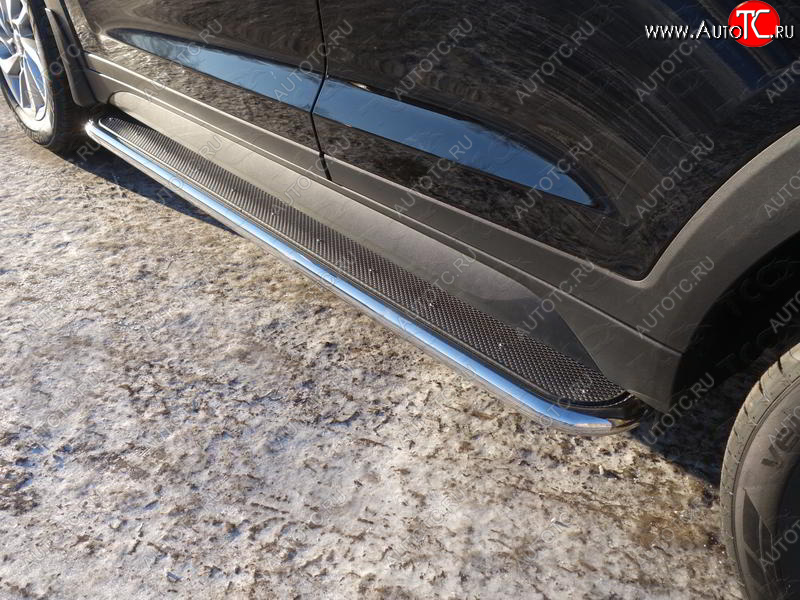 38 999 р. Пороги с площадкой 42,4 мм ТСС Тюнинг Hyundai Tucson TL рестайлинг (2018-2021) (нержавейка)  с доставкой в г. Майкоп