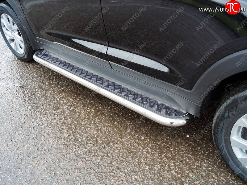 34 799 р. Пороги с площадкой 60,3 мм ТСС Тюнинг Hyundai Tucson TL рестайлинг (2018-2021) (серые)  с доставкой в г. Майкоп