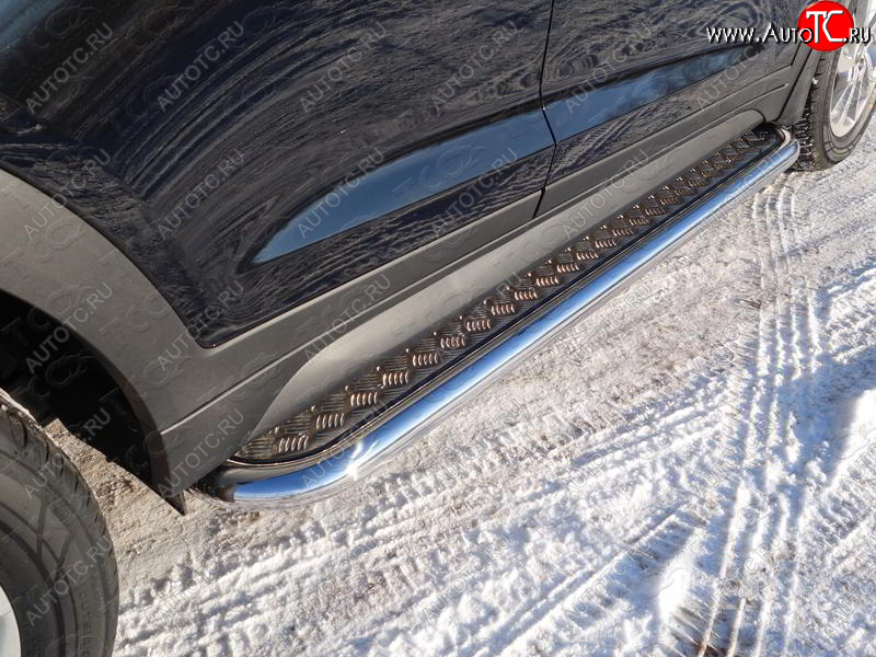 42 699 р. Пороги с площадкой 75х42 мм ТСС Тюнинг Hyundai Tucson TL рестайлинг (2018-2021) (серые)  с доставкой в г. Майкоп