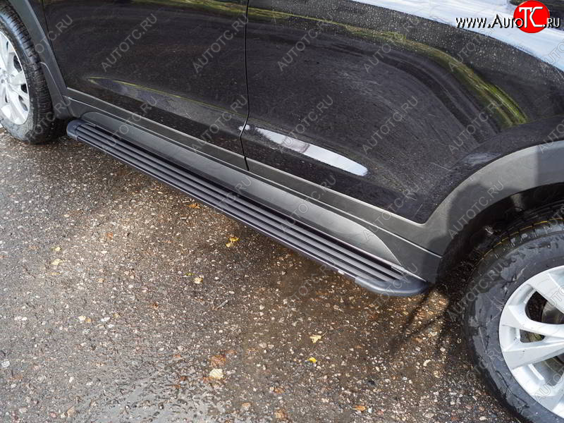 21 999 р. Пороги алюминиевые Slim Line ТСС Тюнинг  Hyundai Tucson  TL (2018-2021) рестайлинг (Black)  с доставкой в г. Майкоп