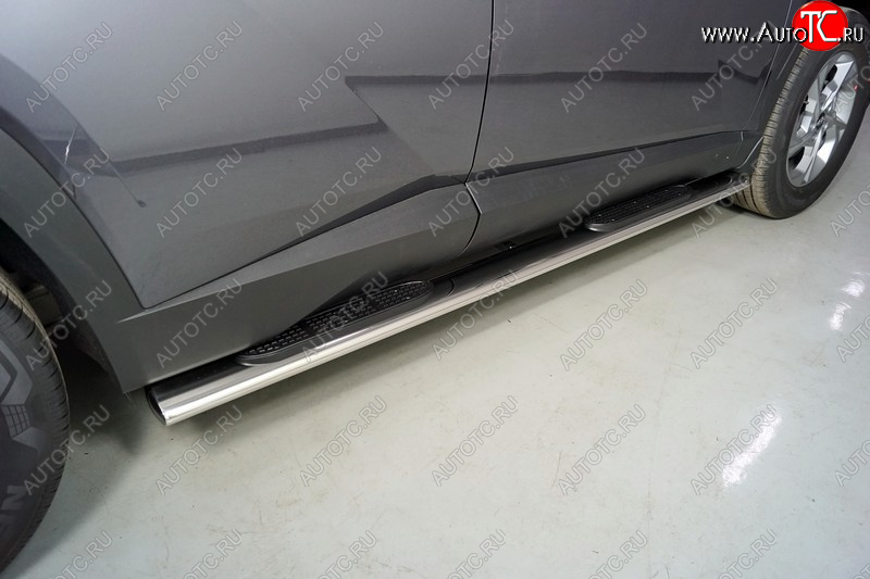 42 999 р. Пороги овальные с накладкой 120х60 мм ТСС Тюнинг  Hyundai Tucson  NX4 (2020-2022) (серые)  с доставкой в г. Майкоп