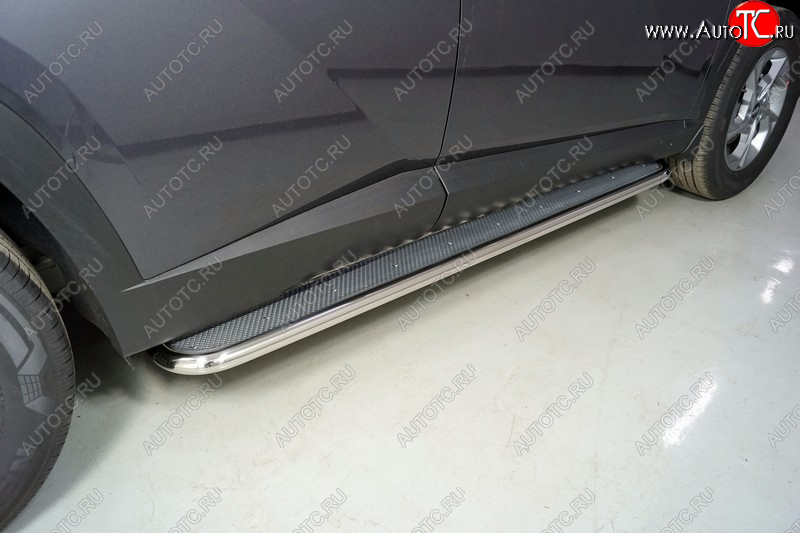 40 999 р. Пороги с площадкой 42,4 мм ТСС Тюнинг Hyundai Tucson NX4 (2020-2022) (нержавейка)  с доставкой в г. Майкоп