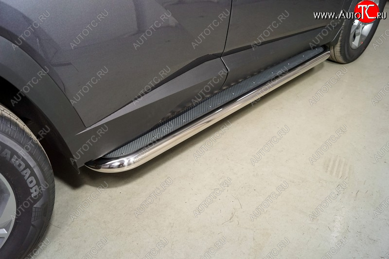 44 999 р. Пороги с площадкой 60,3 мм ТСС Тюнинг Hyundai Tucson NX4 (2020-2022) (нержавейка)  с доставкой в г. Майкоп
