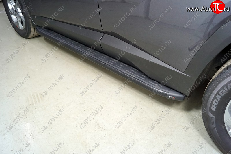 21 999 р. Пороги алюминиевые с пластиковой накладкой ТСС Тюнинг  Hyundai Tucson  NX4 (2020-2022) (карбон черные)  с доставкой в г. Майкоп