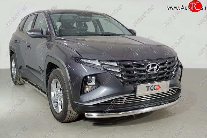 20 749 р. Защита переднего бампера нижняя d60,3 мм ТСС Тюнинг Hyundai Tucson NX4 (2020-2022) (нержавейка)  с доставкой в г. Майкоп