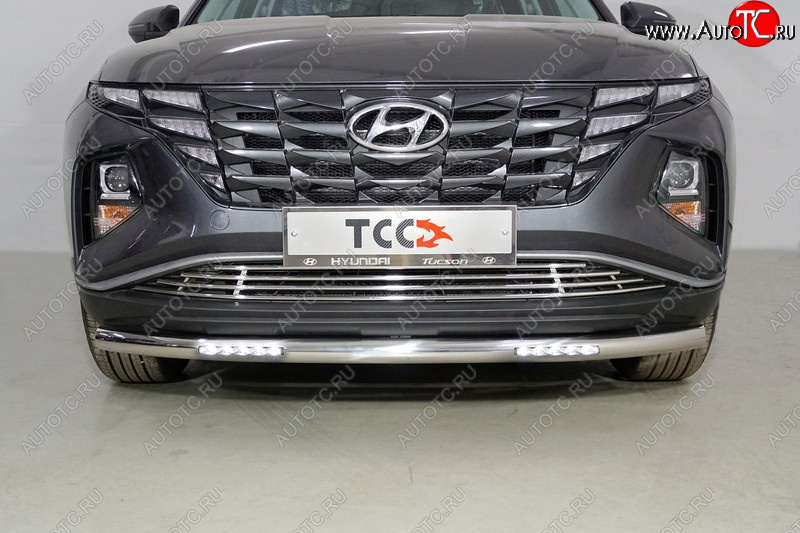 36 999 р. Защита переднего бампера нижняя с ДХО 60,3 мм ТСС Тюнинг Hyundai Tucson NX4 (2020-2022) (нержавейка)  с доставкой в г. Майкоп