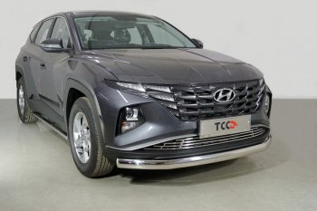 Защита переднего бампера нижняя овальная 75х42 мм ТСС Тюнинг Hyundai Tucson  NX4 (2020-2022) (нержавейка)