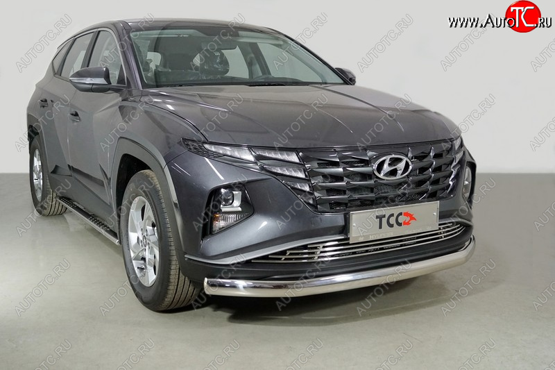 23 899 р. Защита переднего бампера нижняя овальная 75х42 мм ТСС Тюнинг Hyundai Tucson NX4 (2020-2022) (нержавейка)  с доставкой в г. Майкоп