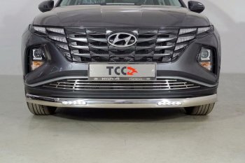 Защита передняя нижняя овальная с ДХО 75х42 мм ТСС Тюнинг Hyundai Tucson  NX4 (2020-2022) (нержавейка)