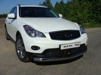 Защита переднего бампера нижняя овальная 75х42 мм ТСС Тюнинг INFINITI Q50  V37 (2013-2017) дорестайлинг (нержавейка)