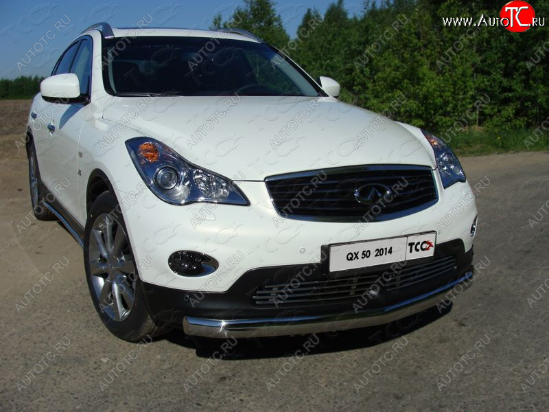 23 899 р. Защита переднего бампера нижняя овальная 75х42 мм ТСС Тюнинг  INFINITI Q50  V37 (2013-2017) дорестайлинг (нержавейка)  с доставкой в г. Майкоп