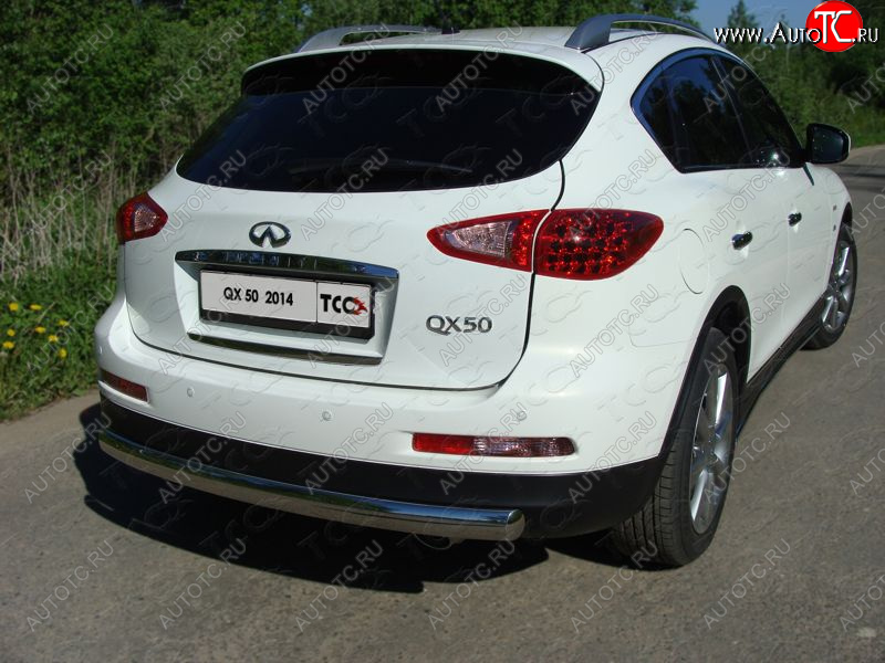 20 699 р. Защита задняя (центральная овальная 75х42 мм) ТСС Тюнинг  INFINITI Qx50  J50 (2013-2016) дорестайлинг (центральная )  с доставкой в г. Майкоп