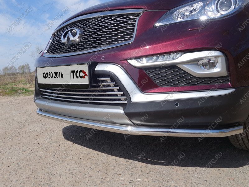 5 849 р. Нижняя декоративная вставка в бампер ТСС Тюнинг  INFINITI Qx50  J50 (2015-2018) рестайлинг (d 12 мм)  с доставкой в г. Майкоп