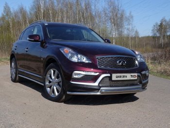 Защита переднего бампера нижняя двойная 42,4*42,4 мм ТСС Тюнинг INFINITI Qx50  J50 (2015-2018) рестайлинг (нержавейка)