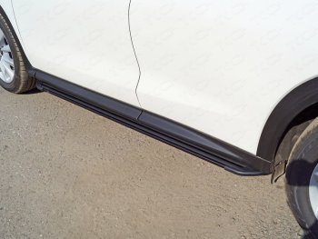 Пороги алюминиевые Slim Line ТСС Тюнинг INFINITI Qx50  J55 (2017-2022) (Black)