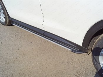 Пороги алюминиевые Slim Line ТСС Тюнинг INFINITI Qx50  J55 (2017-2022) (Silver)