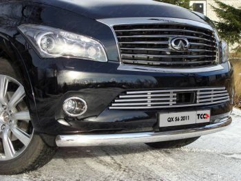 Декоративная вставка переднего бампера ТСС Тюнинг INFINITI QX56  Z62 (2010-2013) (d 16 мм)
