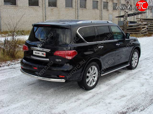 28 299 р. Защита задняя (центральная, нержавейка d75*42 мм) ТСС Тюнинг  INFINITI QX56  Z62 (2010-2013) (центральная)  с доставкой в г. Майкоп