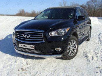 Защита переднего бампера овальная длинная 75х42 мм ТСС тюнинг INFINITI QX60  L50 (2013-2016) дорестайлинг (нержавейка)