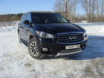 Защита переднего бампера овальная короткая 75х42 мм ТСС тюнинг INFINITI QX60  L50 (2013-2016) дорестайлинг (нержавейка)