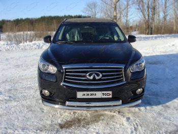 Защита переднего бампера нижняя d76,1*75 мм ТСС Тюнинг INFINITI QX60  L50 (2013-2016) дорестайлинг (нержавейка)